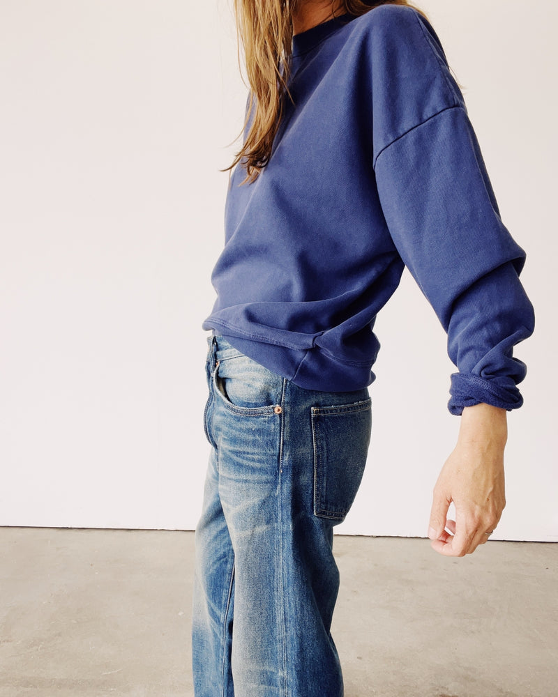 Hey Gang Boxy Sweatshirt in Navy