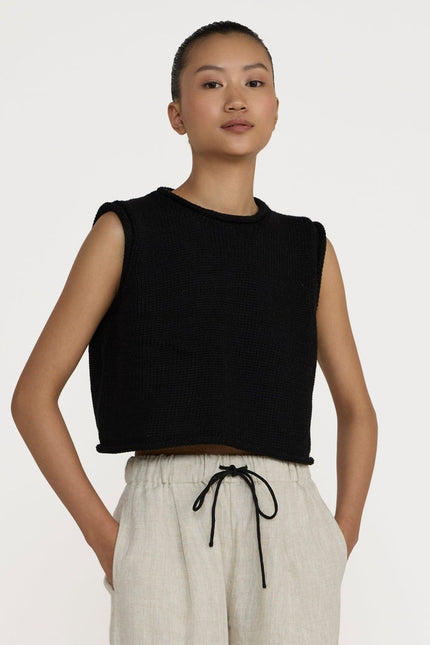 Laude the Label Cropped Knit Tank - Black