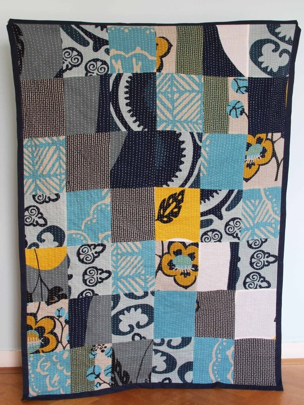 Les Belles Vagabondes Kantha Quilt Marine Navy