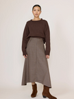 Flowy Midi Skirt in Wool Plaid