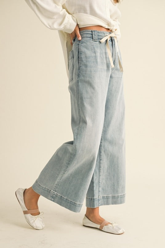 Light Wash Tie Front Jean