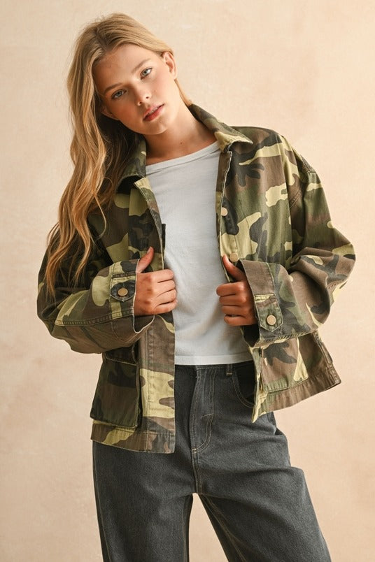 Lightweight Cotton Canvas Jacket in Camo