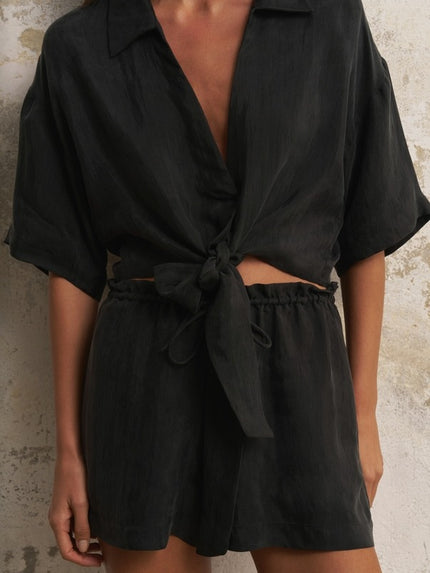 Lucid Flow Tie Shirt in Black