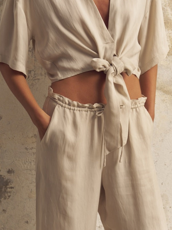 Lucid Flow Tie Pants in Sand