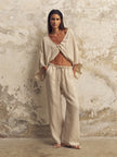 Lucid Flow Tie Pants in Sand