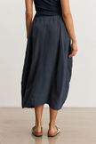 The Fae Lightweight Linen Barrel Skirt in Deep Teal