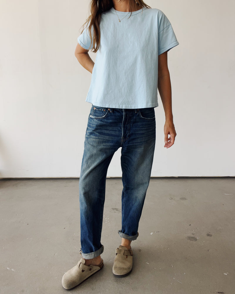 Hey Gang Boxy Tee in Light Blue