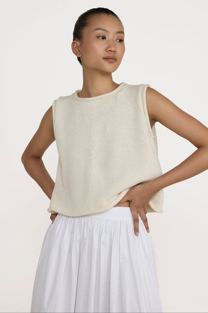 Laude the Label Cropped Knit Tank - Ivory