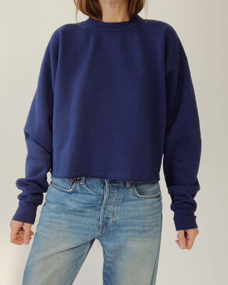 Hey Gang Boxy Crop Sweatshirt in Midnight
