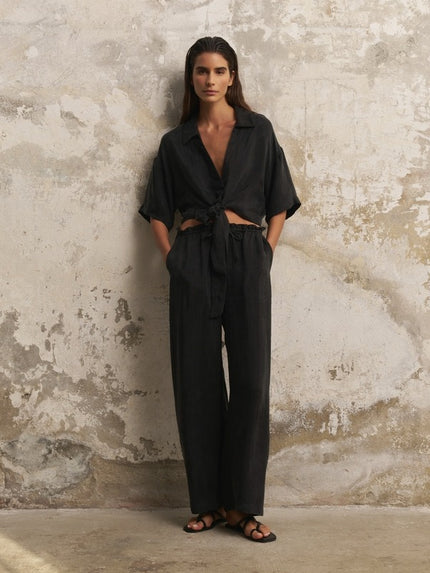 Lucid Flow Tie Pants in Black