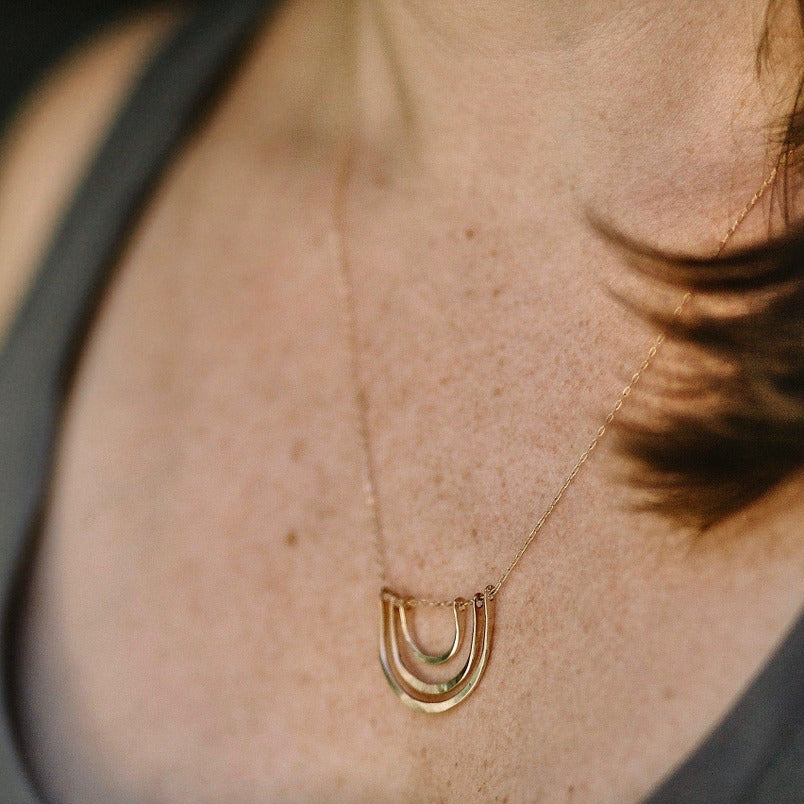 Carolyn Keys Handmade Jewelry - Triple Arc Necklace in 14k Gold Fill