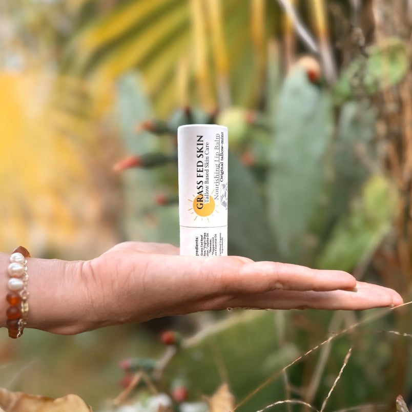 Grass Fed Skin Nourishing Tallow Lip Balm with Organic Peppermint