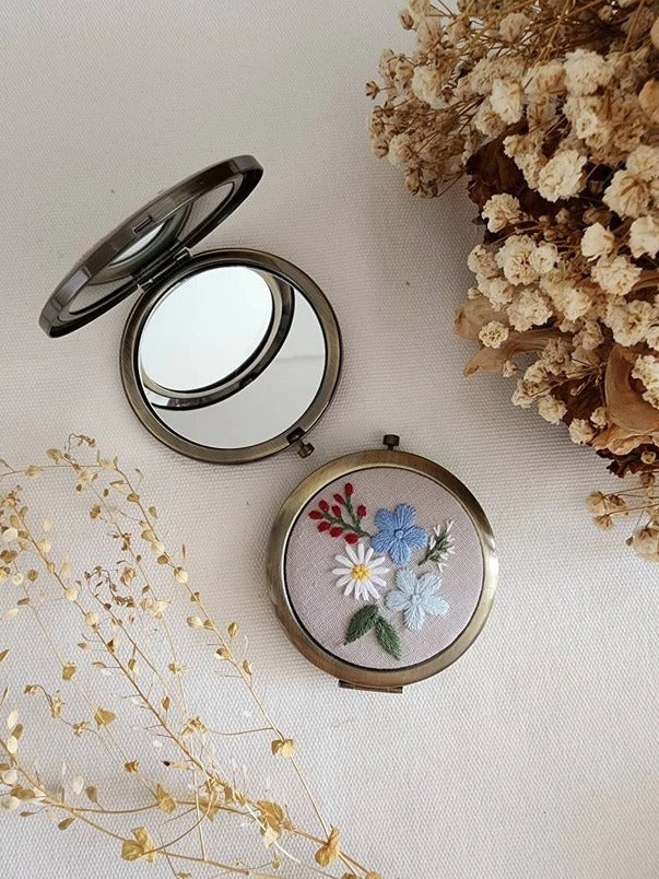 Quince Hand Embroidered Mirror Compact