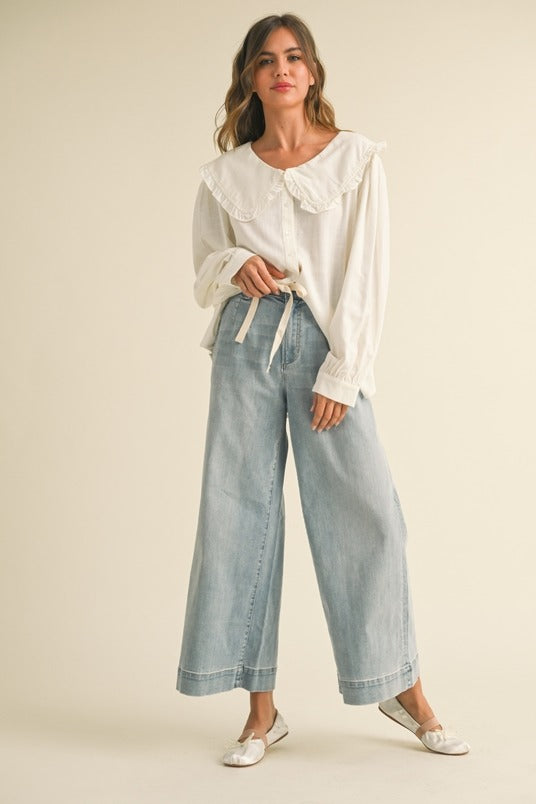 Light Wash Tie Front Jean