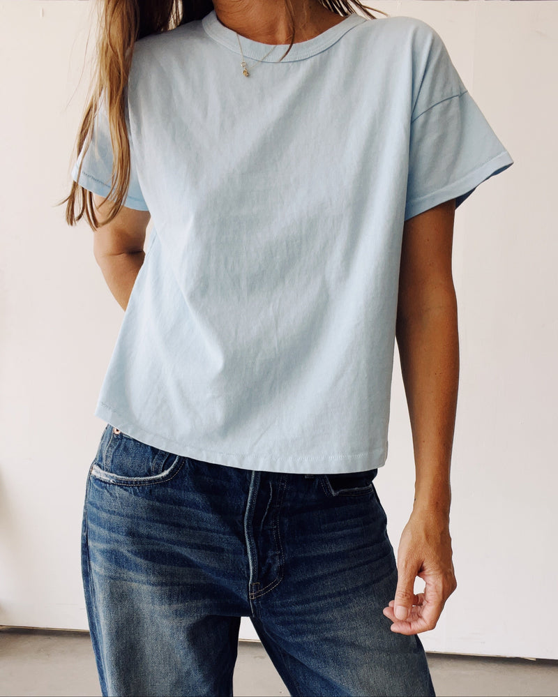 Hey Gang Boxy Tee in Light Blue