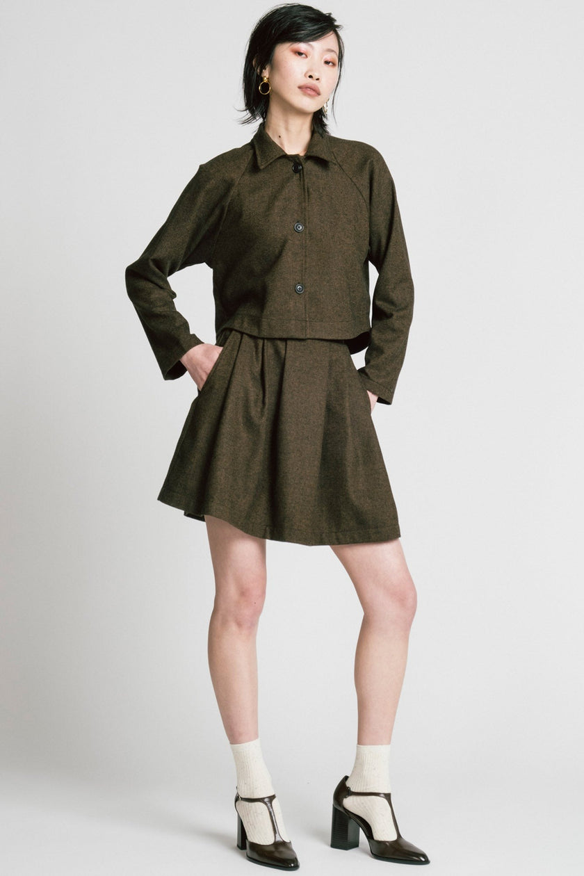 Trouble Skirt in Bronze Herringbone