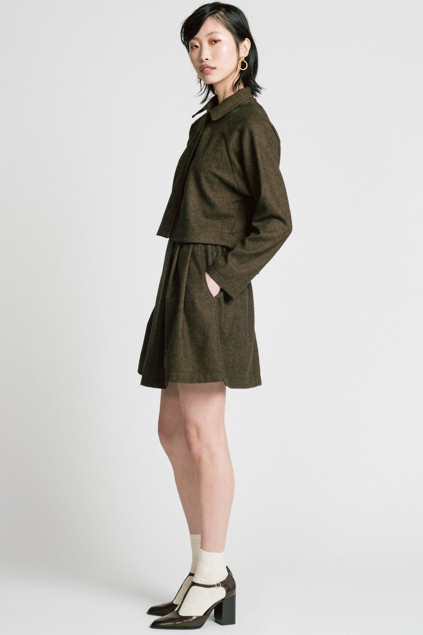 Trouble Skirt in Bronze Herringbone