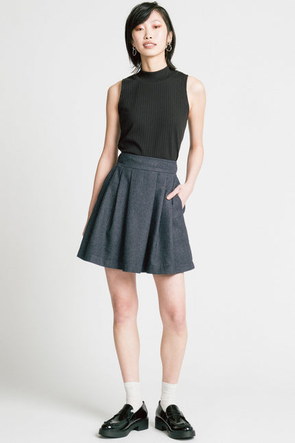 Trouble Skirt in Smoke Pinstripe