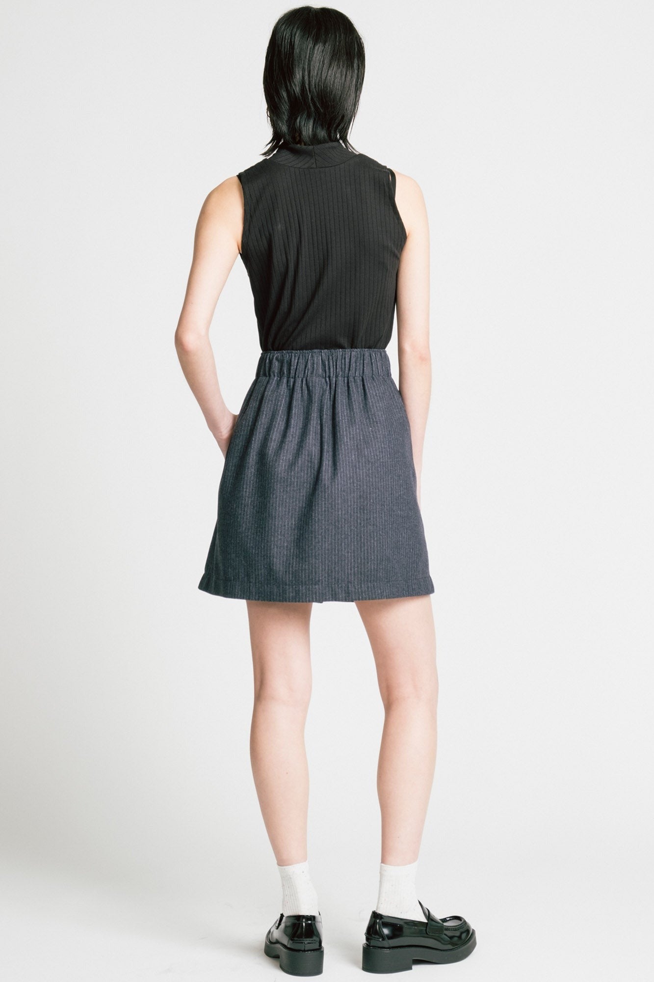 Trouble Skirt in Smoke Pinstripe
