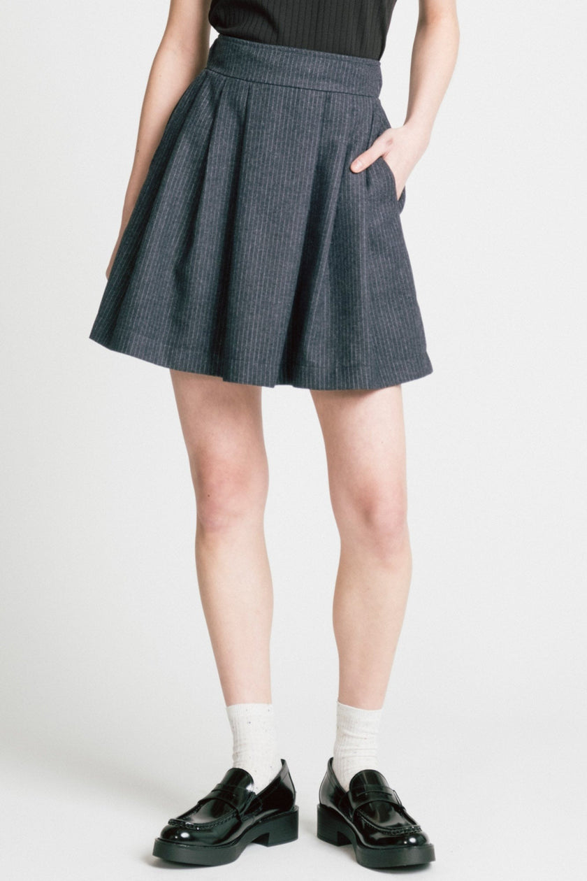Trouble Skirt in Smoke Pinstripe