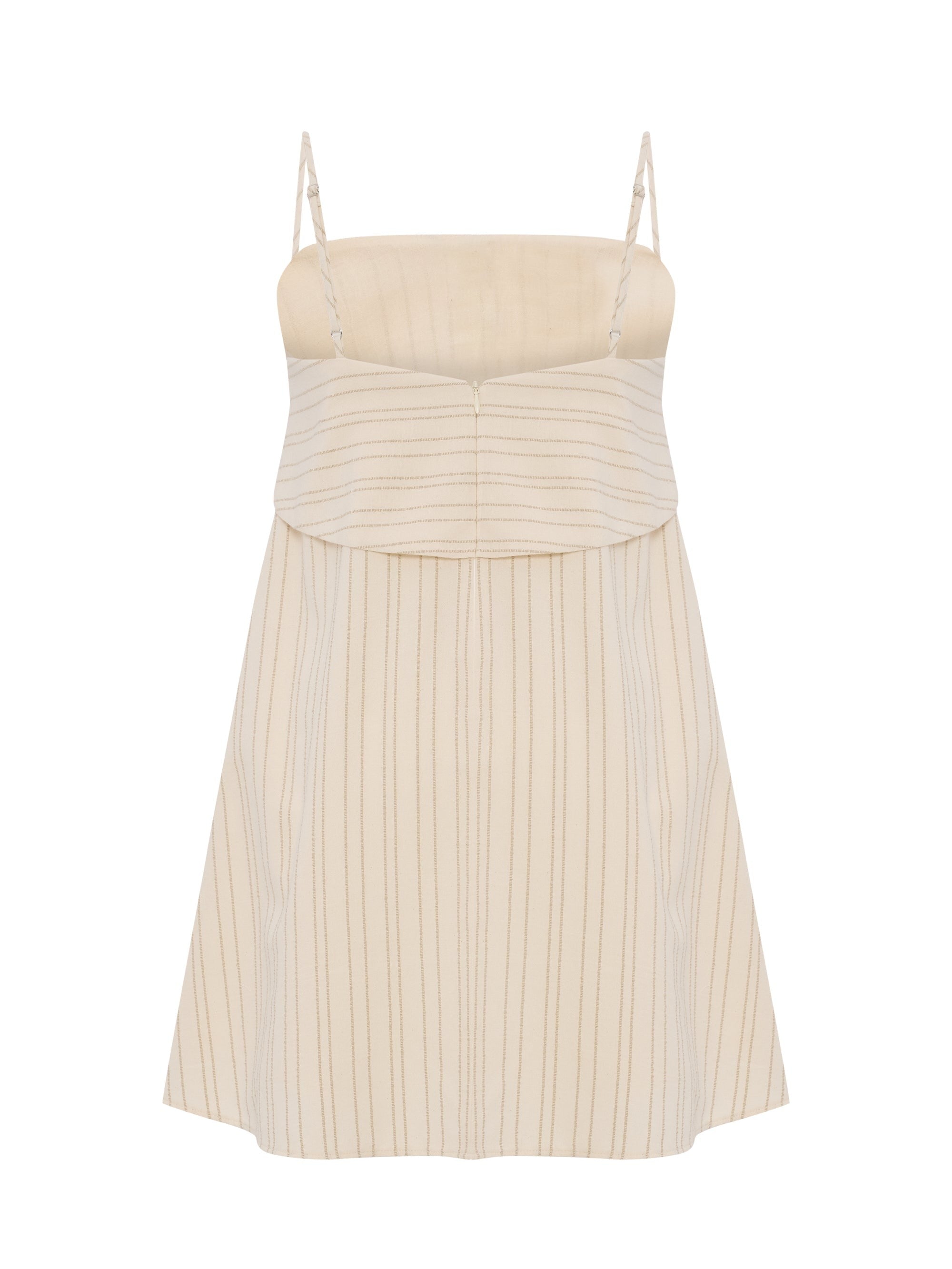 Pugila Stripes Turkish Cotton Mini Dress in Oatmeal