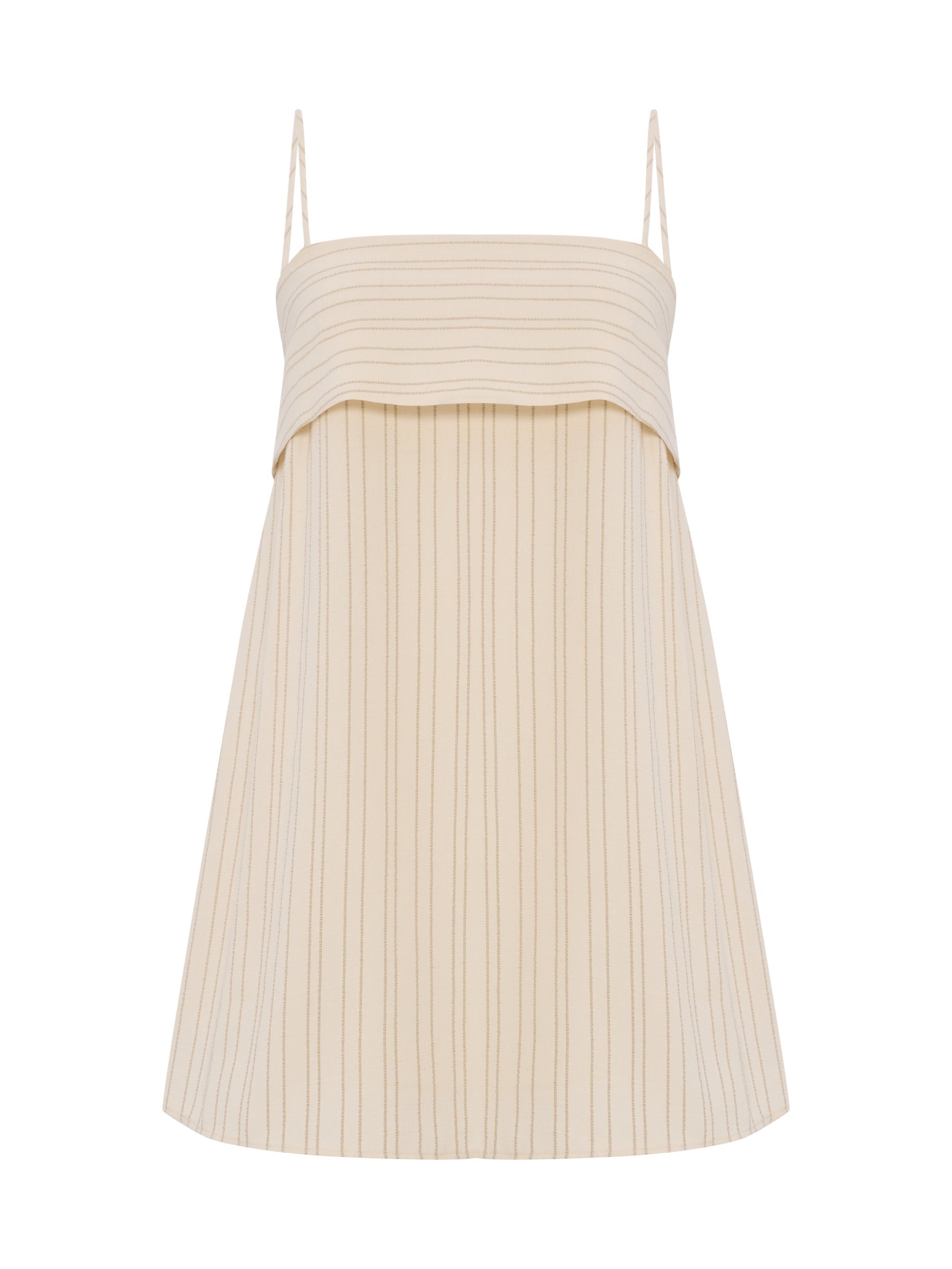 Pugila Stripes Turkish Cotton Mini Dress in Oatmeal