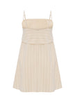 Pugila Stripes Turkish Cotton Mini Dress in Oatmeal