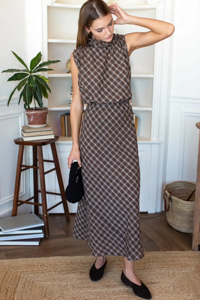 Bias Skirt in Cocoa Plaid