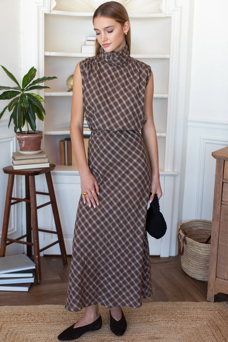 Bias Skirt in Cocoa Plaid