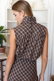 Frederique Top in Cocoa Plaid