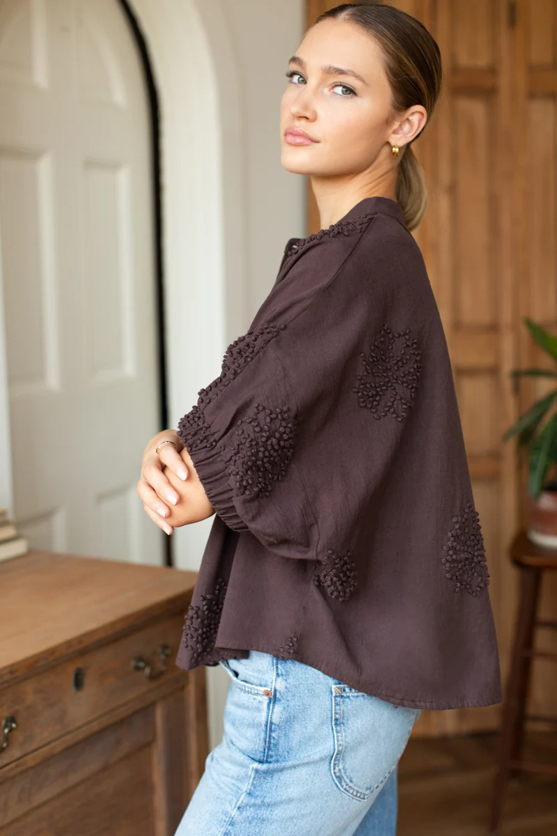 Mandarin Collar Top - Organic Cotton - Various Colors
