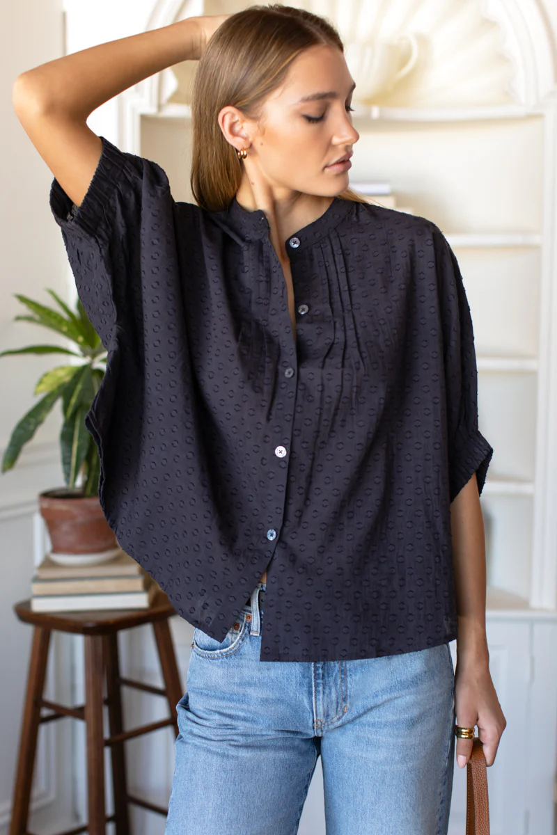 Mandarin Collar Top - Organic Cotton - Various Colors
