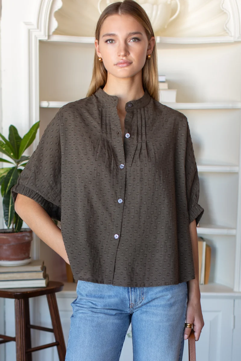 Mandarin Collar Top - Organic Cotton - Various Colors