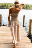 Emerson Fry Smocked Maxi Skirt in Cafe Check