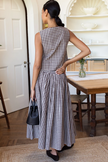 Smocked Maxi Skirt in Cocoa Gingham
