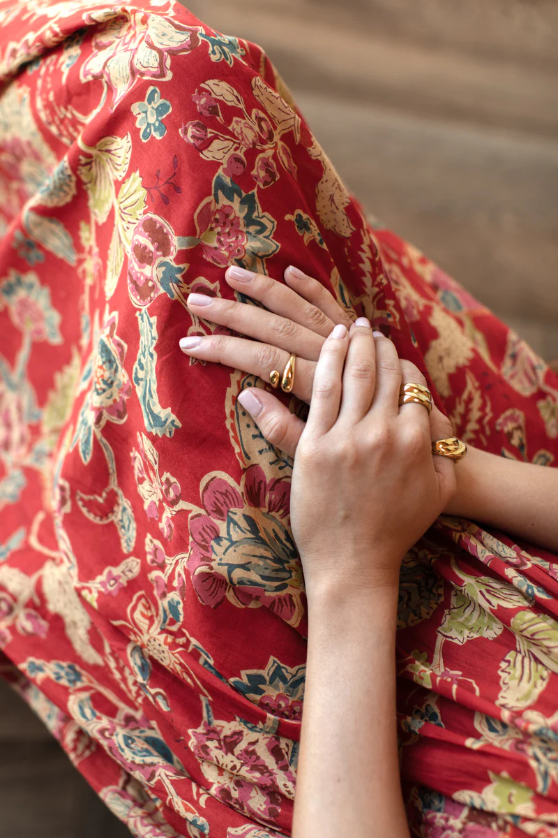 Emerson Fry Smocked Maxi Skirt in Pompeian Blooms