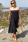 Emerson Fry Smocked Maxi Skirt in Midnight Linen