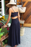 Emerson Fry Smocked Maxi Skirt in Midnight Linen