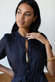Lucy Basque Dress in Midnight Linen