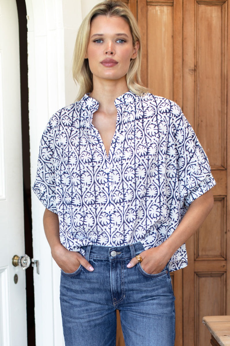 Emerson Fry Mandarin Collar Top - Organic Cotton - Various Colors