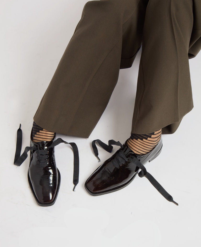 Coclico Jacobin Oxford in Patent with Grosgrain Ribbon
