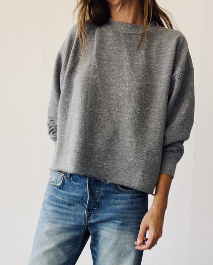 Hey Gang Boxy Crop Sweatshirt in P.E. Grey