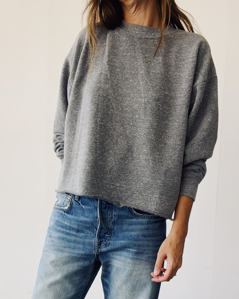 Hey Gang Boxy Crop Sweatshirt in P.E. Grey