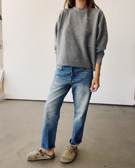 Hey Gang Boxy Crop Sweatshirt in P.E. Grey