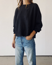 Hey Gang Boxy Crop Sweatshirt in Black