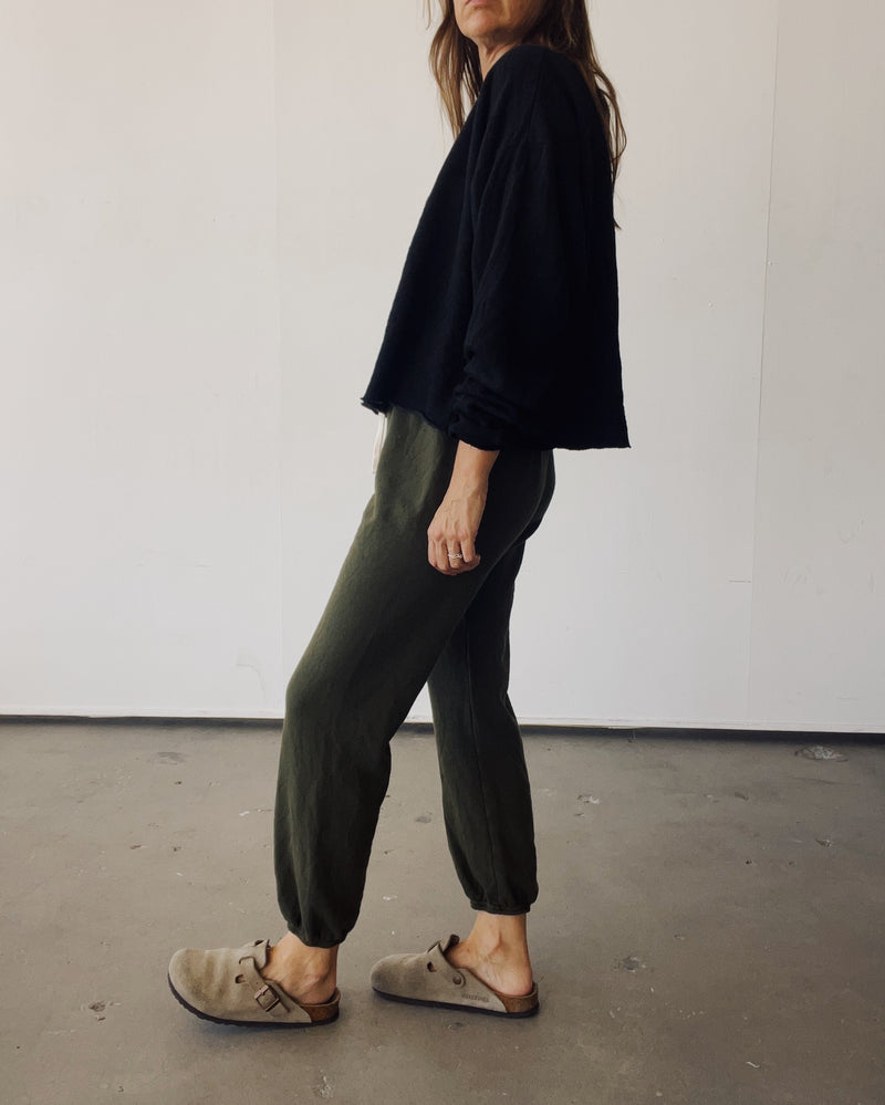 Hey Gang Boxy Crop Sweatshirt in Black