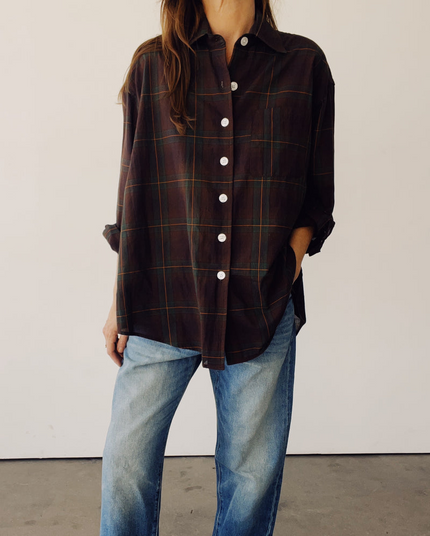 The Big Shirt in Brown Plaid