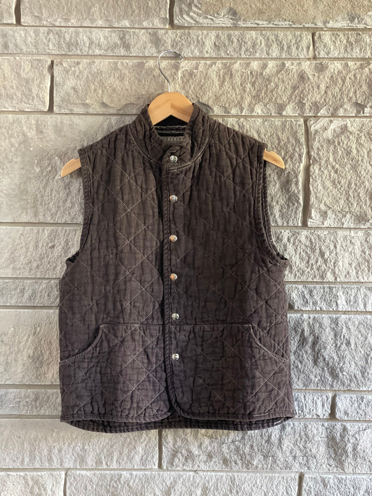 Quilted Snap Vest - Espresso