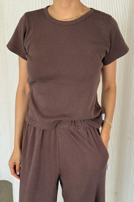 Le Bon Shoppe Pointelle Tee - Chocolate