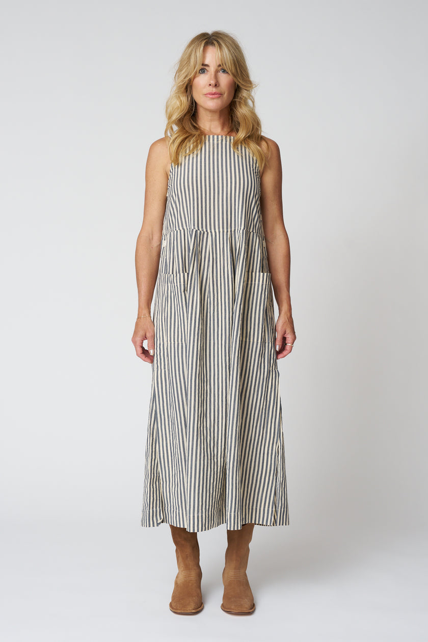 Tablier Stripe Cotton Pinafore Dress